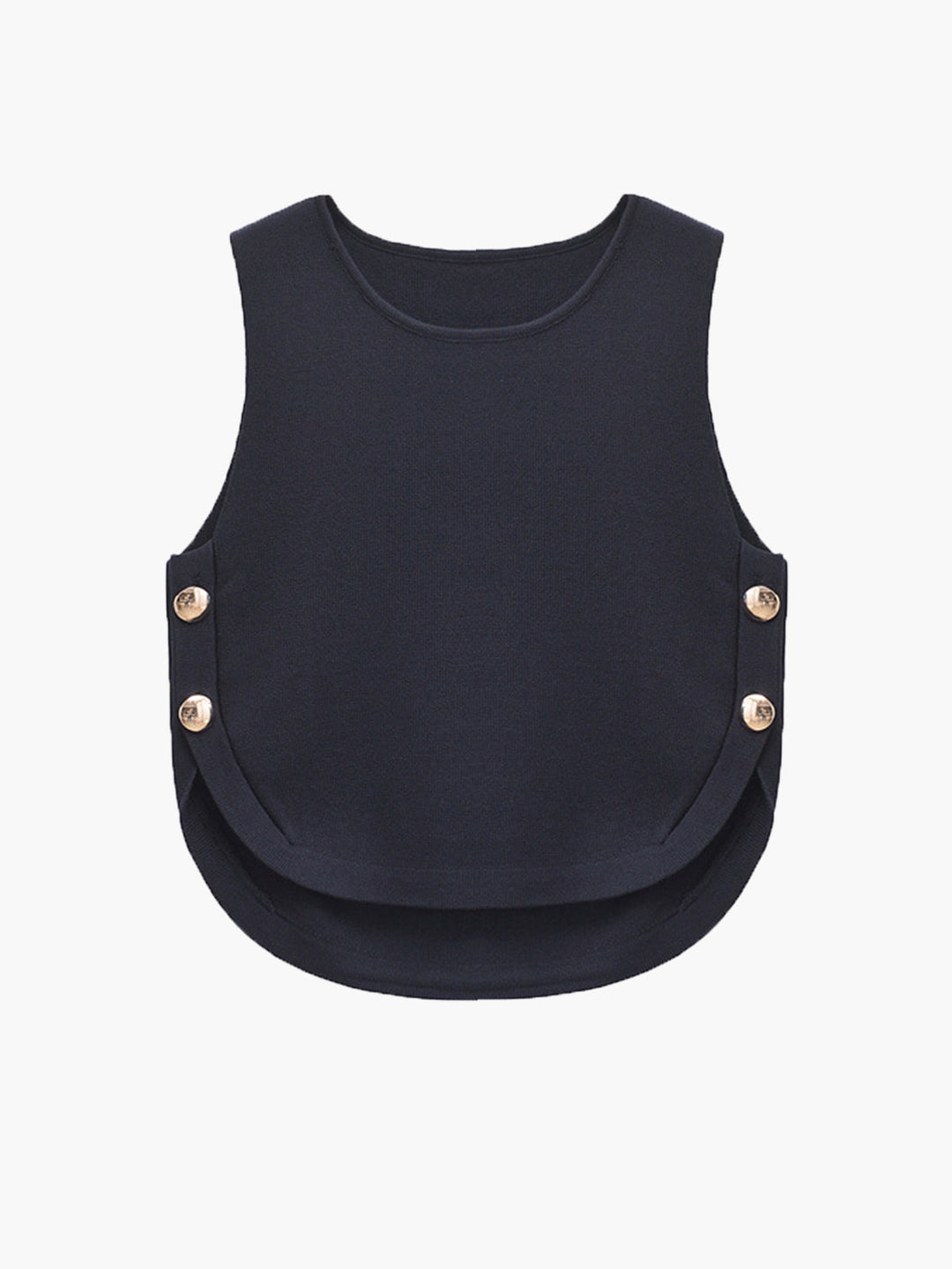 Düğme Aksesuarı Yırtmaçlı Kazak Yelek