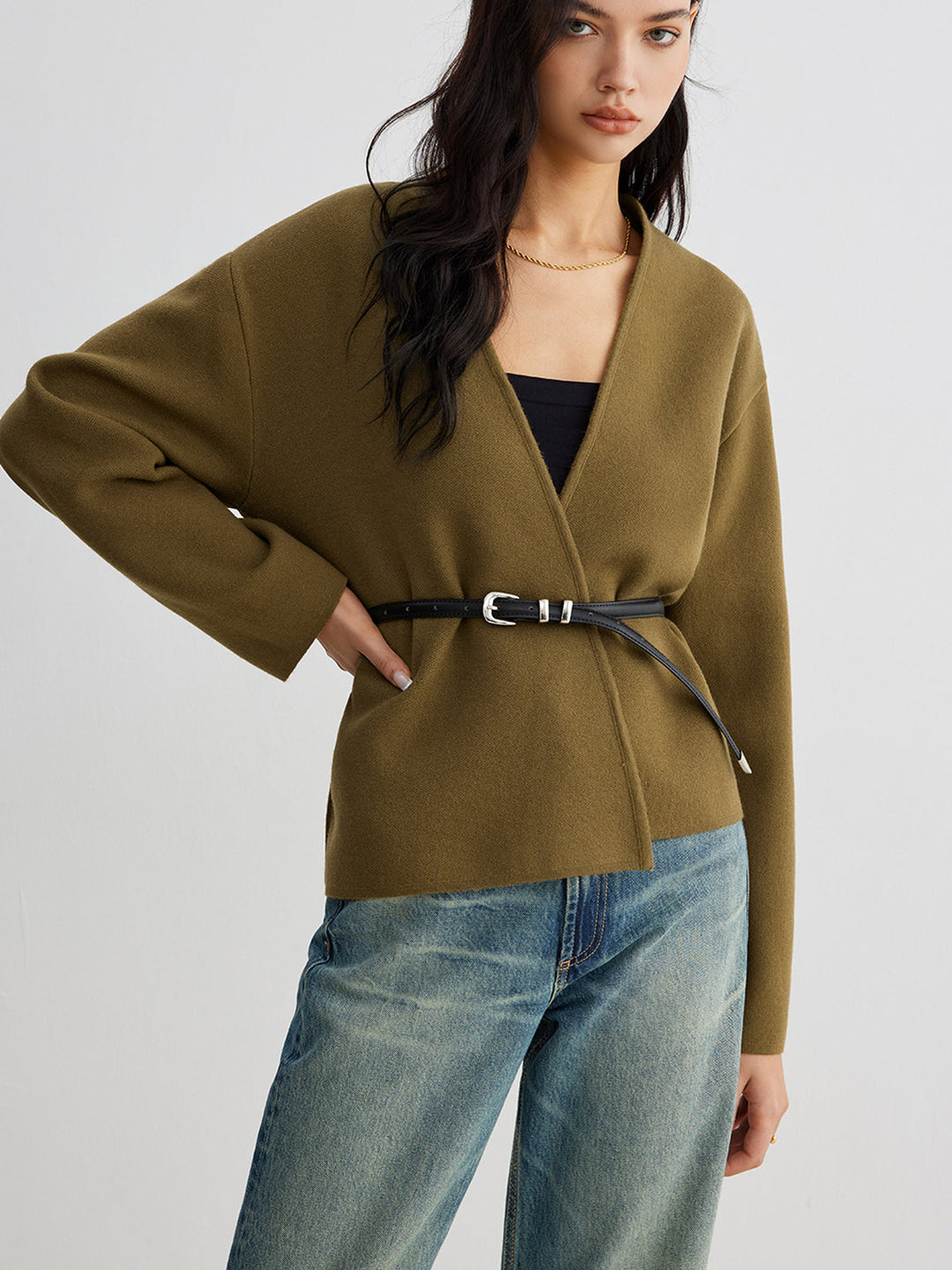 Kemer olmadan retro shift hırka, Svelte Chic