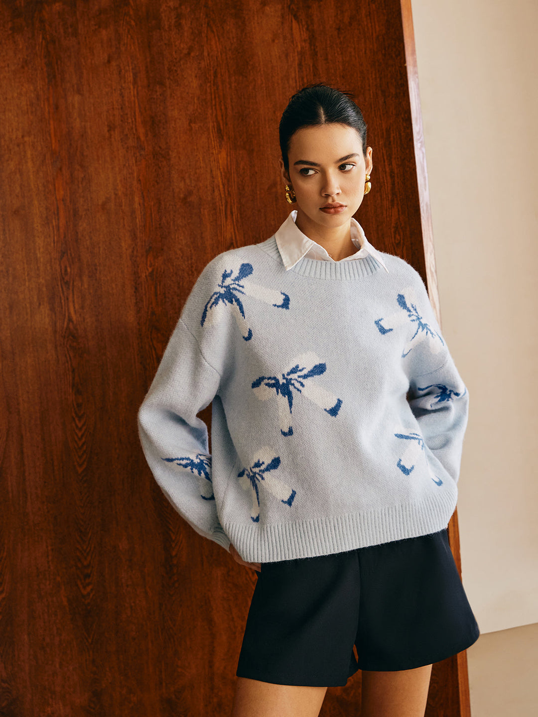 Kemer Desenli Yuvarlak Yaka Kazak, Svelte Chic