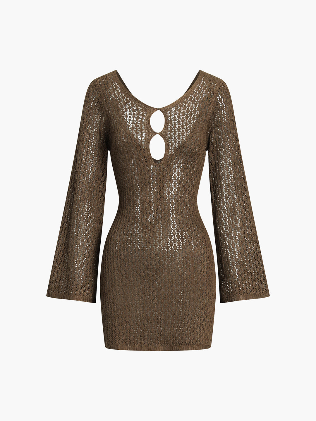 Jakarlı zil kol triko kısa elbise, Svelte Chic