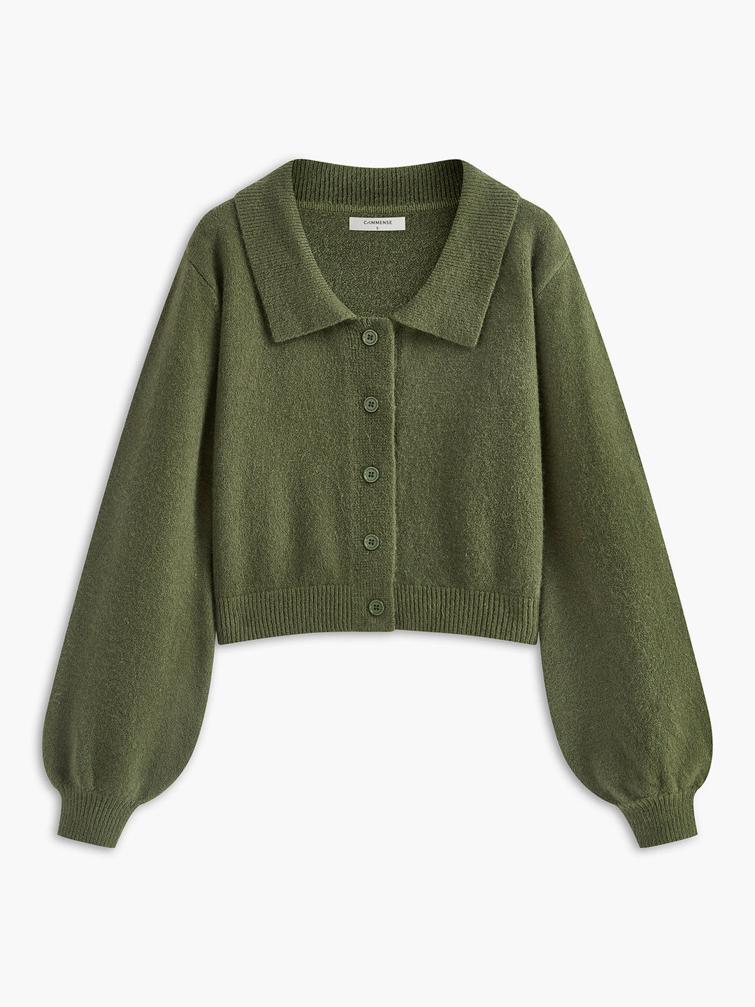 Kırmızı düğmeli yaka kısa hırka