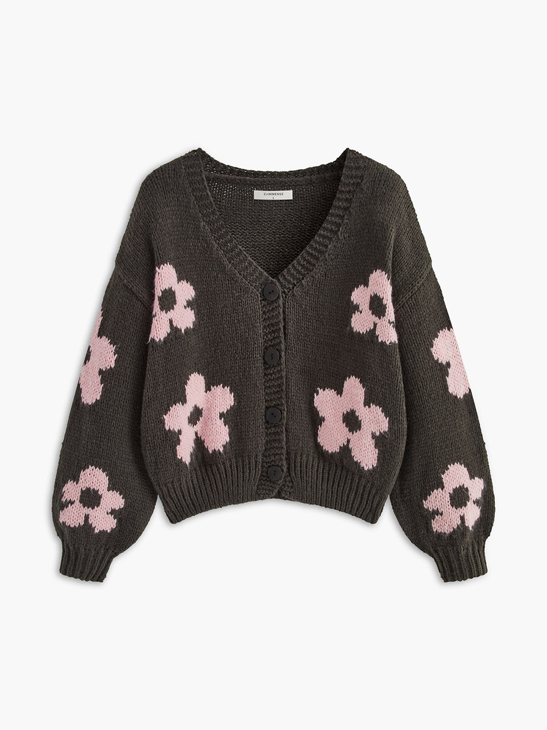 V-Yaka Çiçekli Örgü Dış Giyim, Svelte Chic