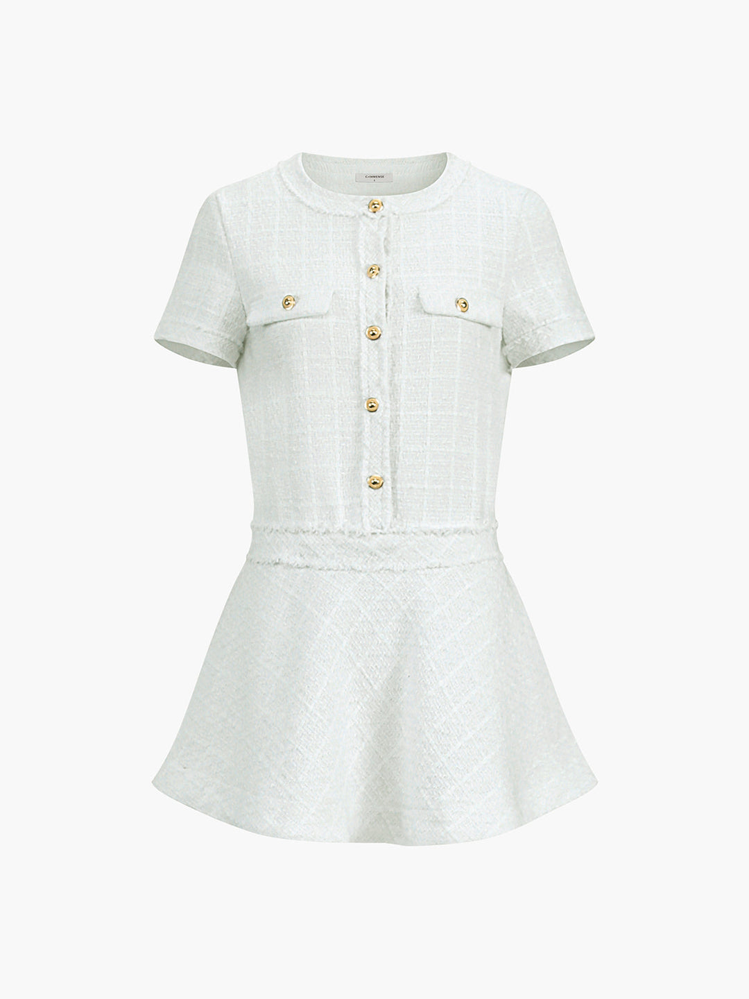 Tüvit Metal Düğmeli Kısa Elbise