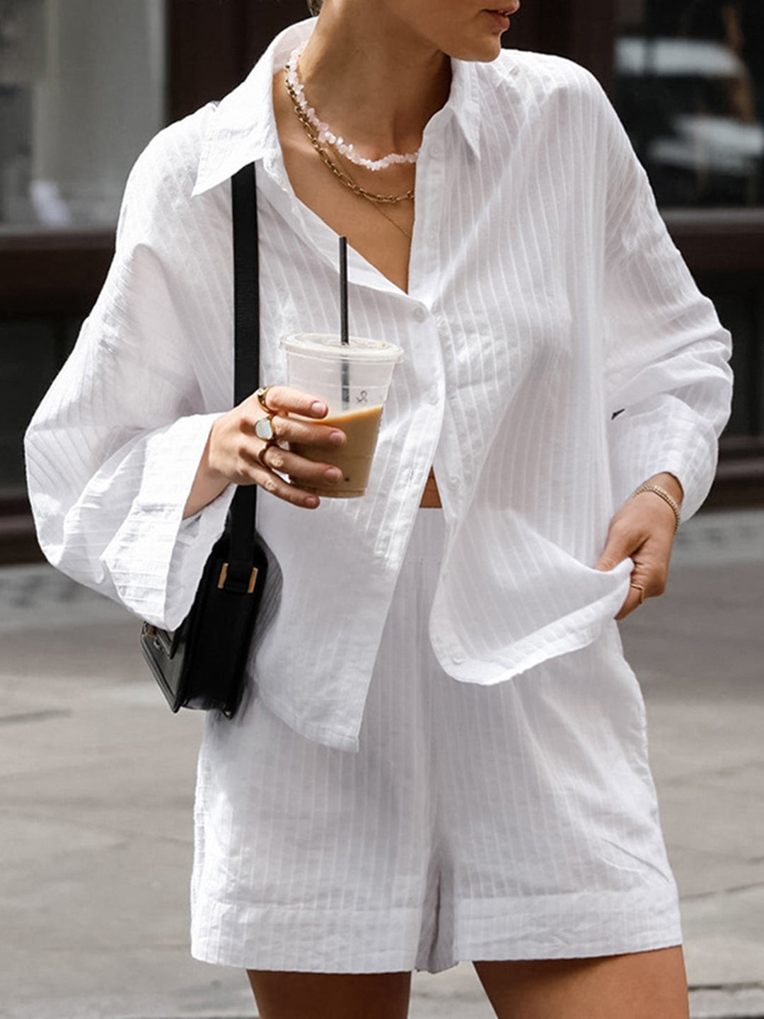 Cepli Yaka Şort Takım - Svelte Chic