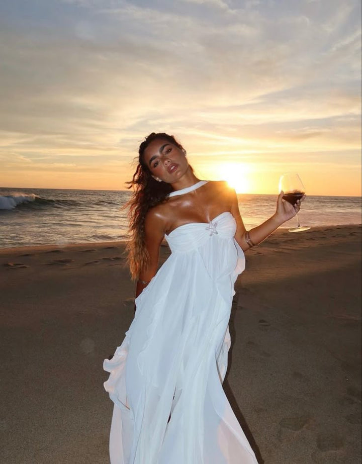 Collins | Ruffle Askısız Maksi Elbise