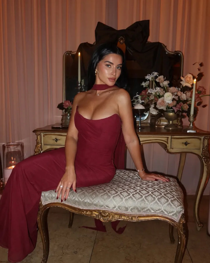 Aniyah | Askısız Bodycon Maxi Elbise