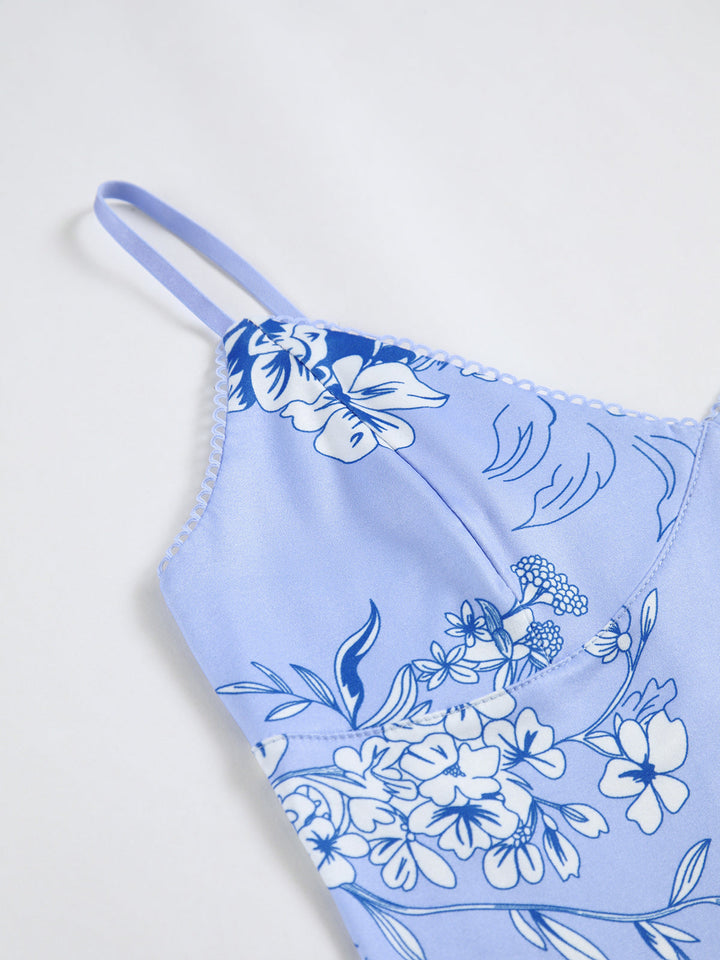 Çiçek Desenli Cami Uzun Elbise