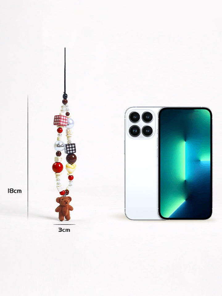 Floklu Ayı Bebek Boncuklu Telefon İpi