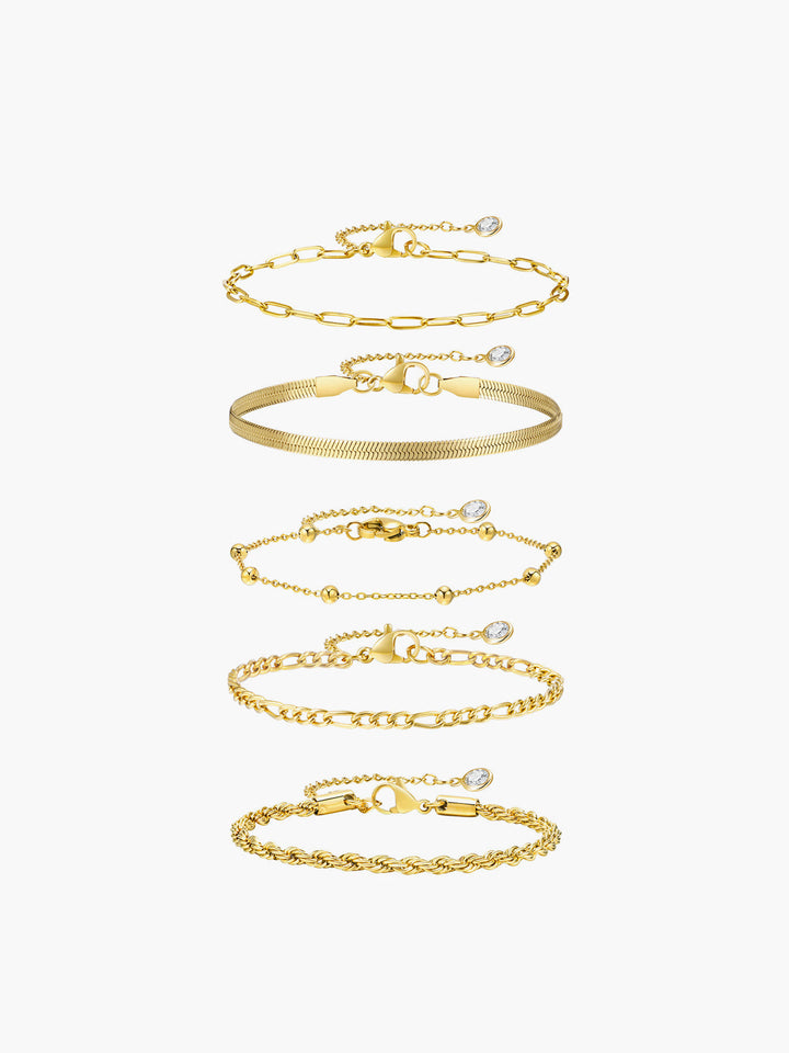 5 adet Geometrik Altın Zincir Bileklik