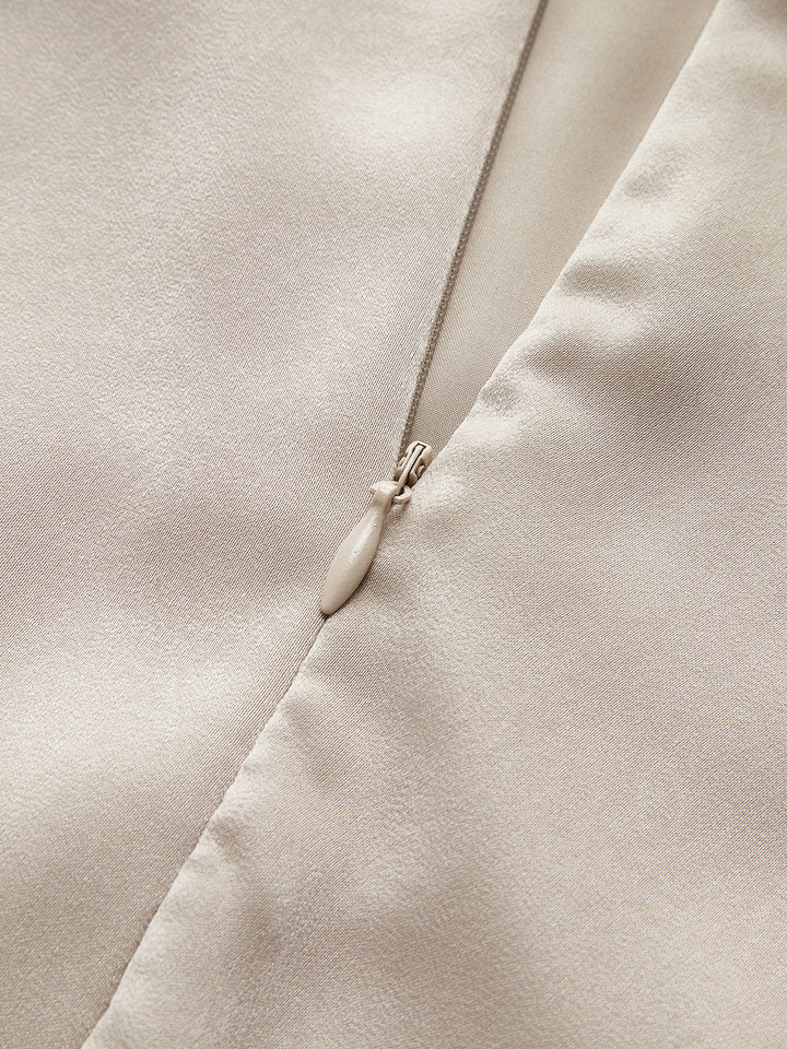 Tek Kol Pileli Drapeli Abiye Elbise