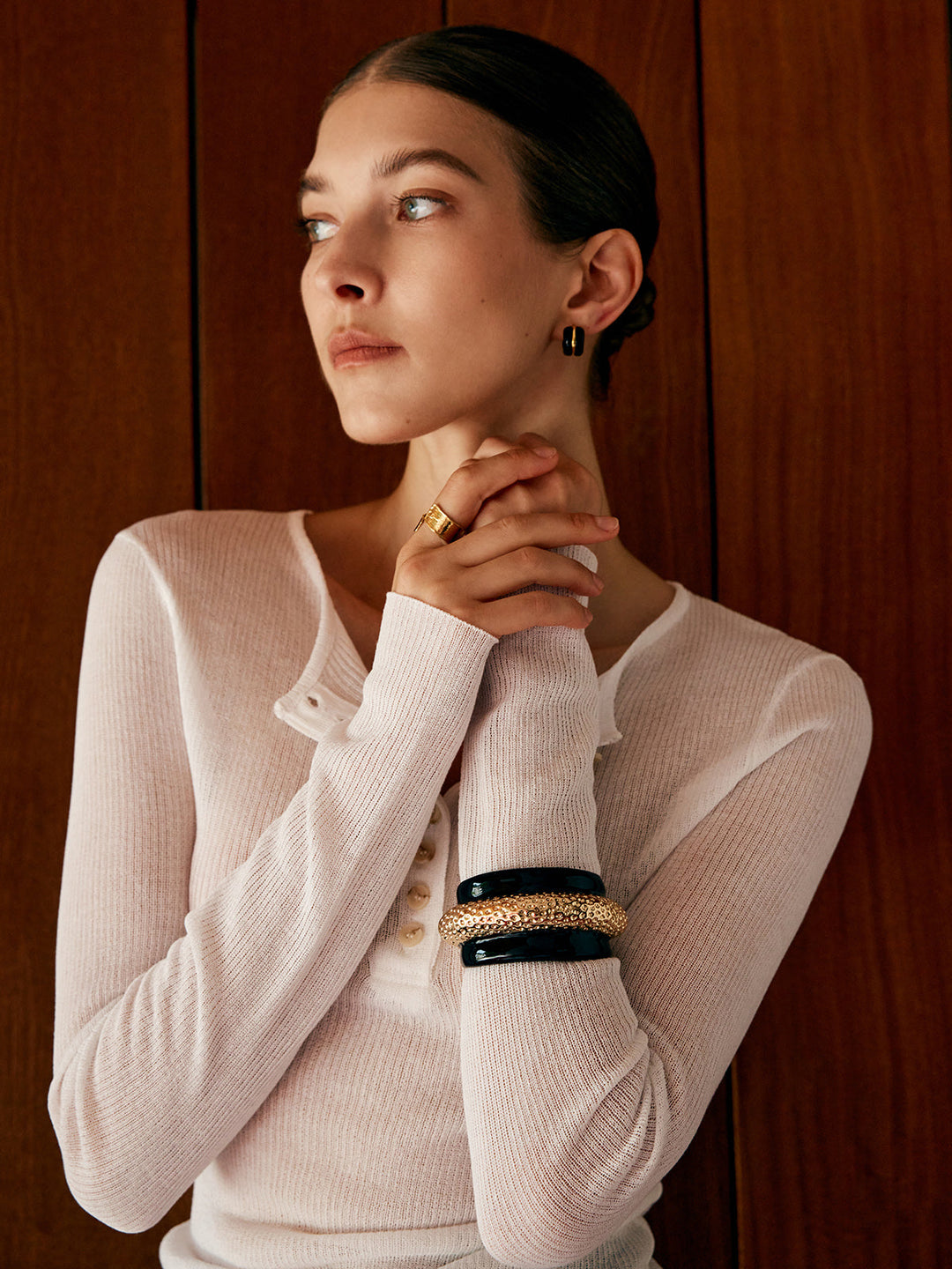 İki Tonlu Geniş Çekiçlenmiş Bilezik