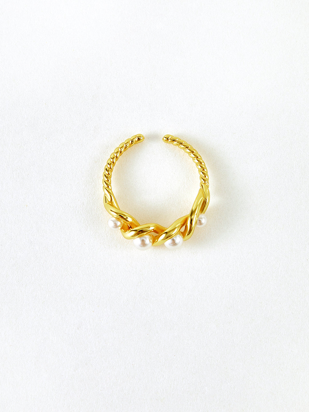 Декоративен перлен усукан отворен пръстен 