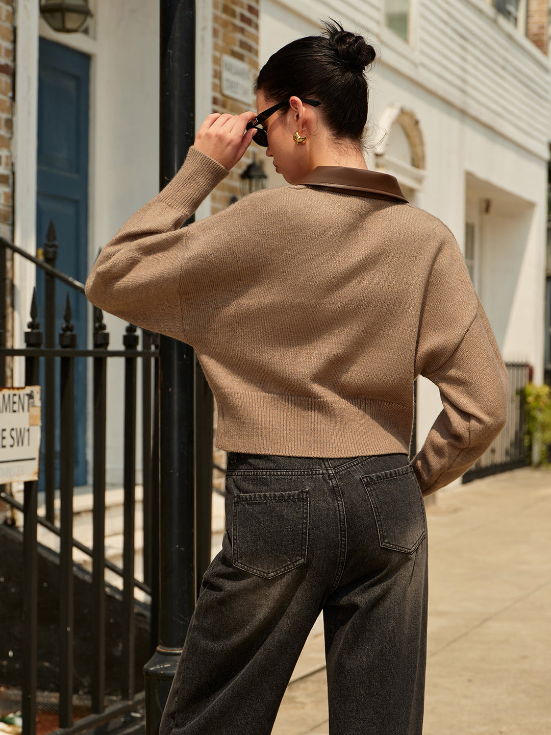 Panel Yaka İkili Fermuarlı Kısa Hırka