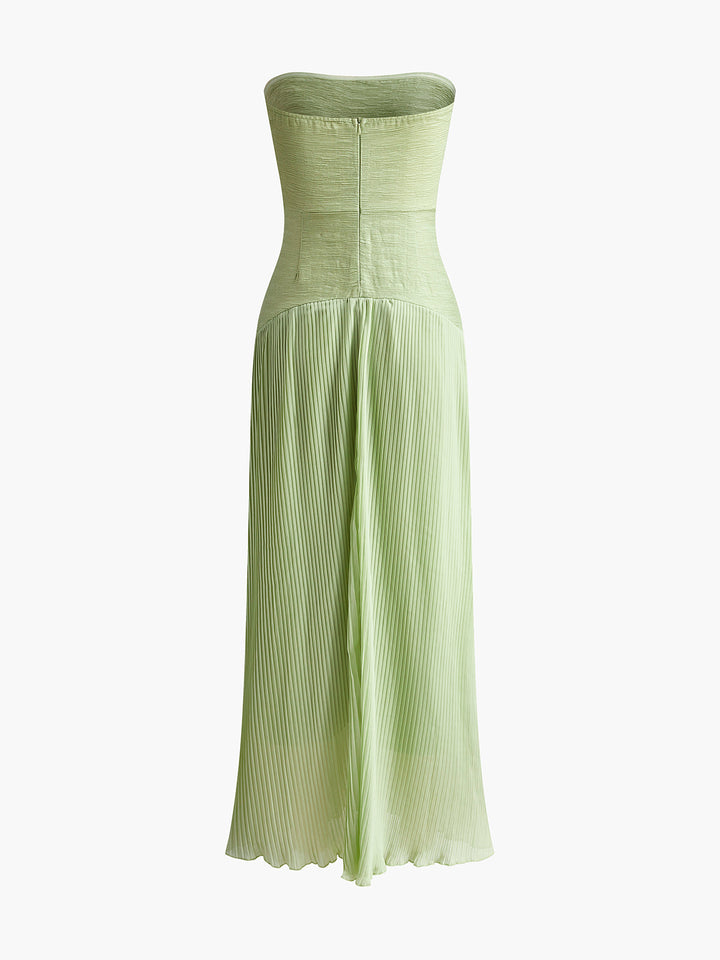 Plise Fermuarlı Boru Abiye Elbise