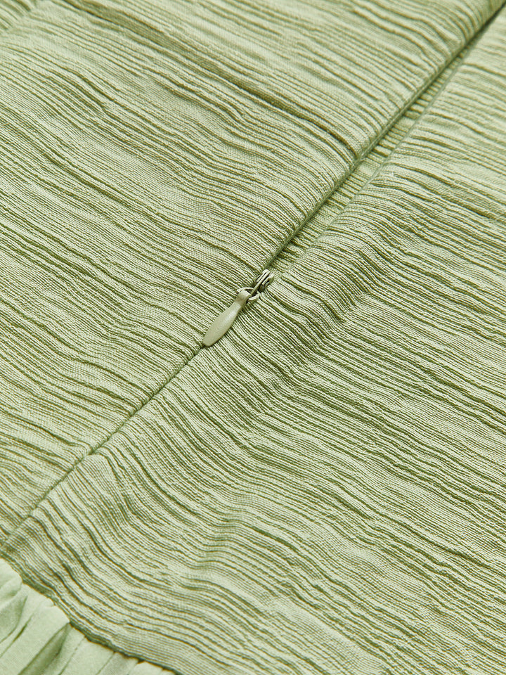 Plise Fermuarlı Boru Abiye Elbise