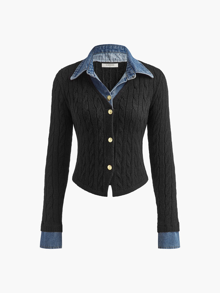 Panel Yaka Düğmeli İnce Kırmızı Hırka