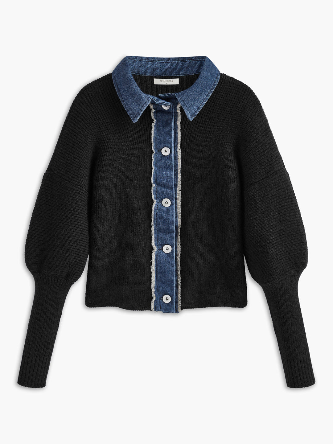 Pencere Yaka Esnek Düğmeli Triko Üst