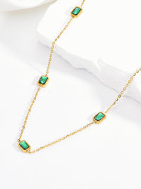 Kare Yeşil Zirkon Kolye