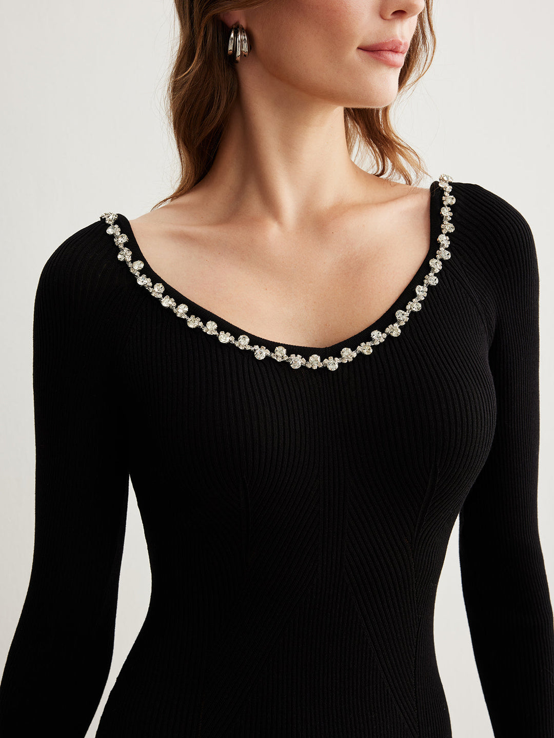 Stras Taşlı Düz Kazak Elbisesi