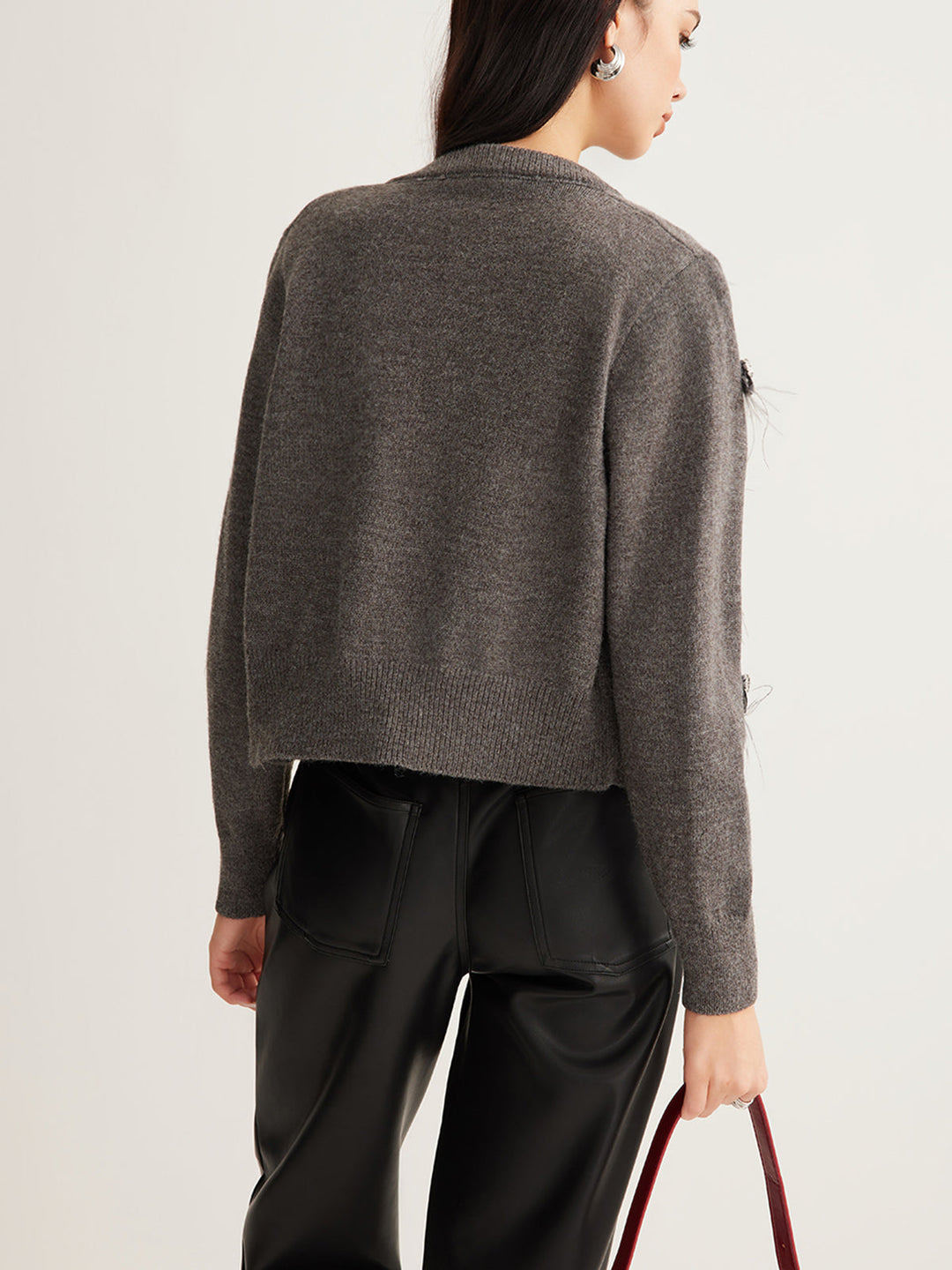 Sıcak Hava Düğmeli Sıralı Kadife Hırka