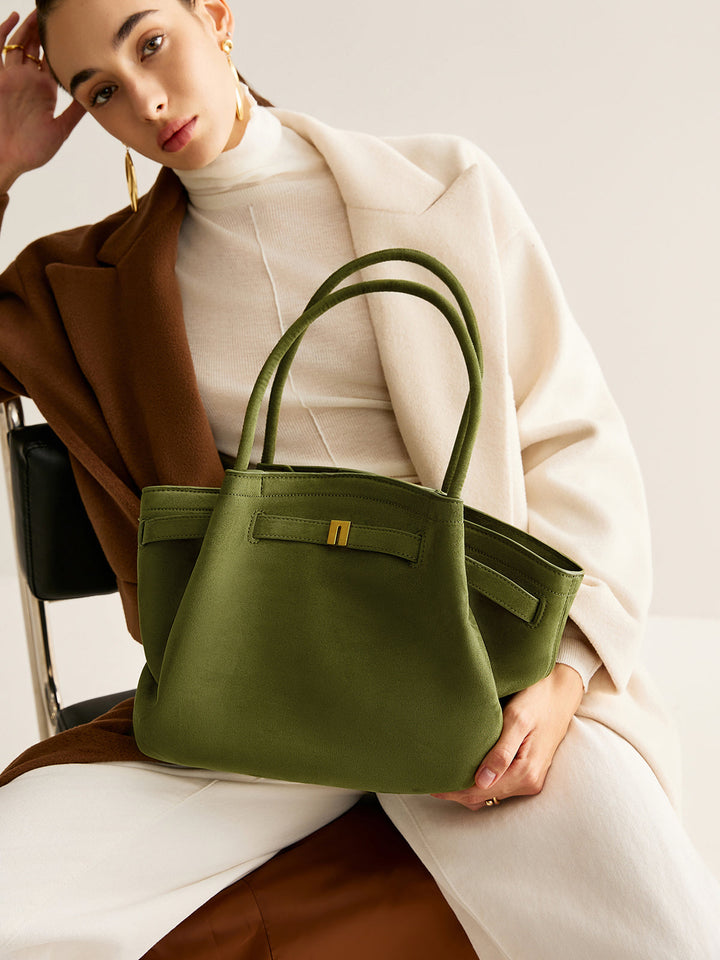 Плисирана чанта от велур 