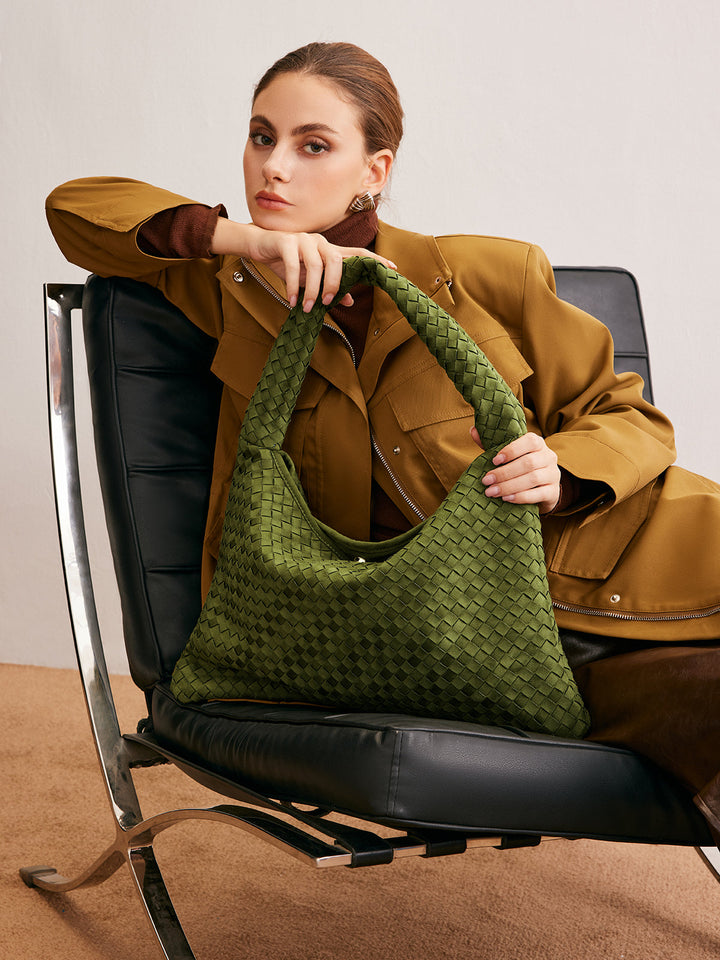 Тъкана чанта от велур с голям капацитет 