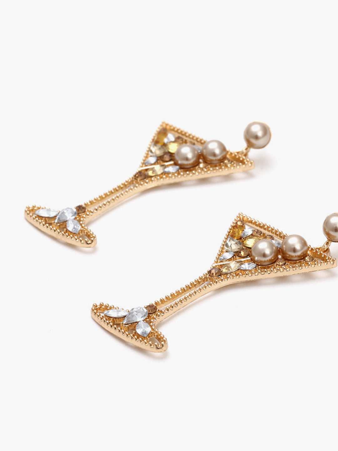 Елегантни обеци с перли и камъни за вино 