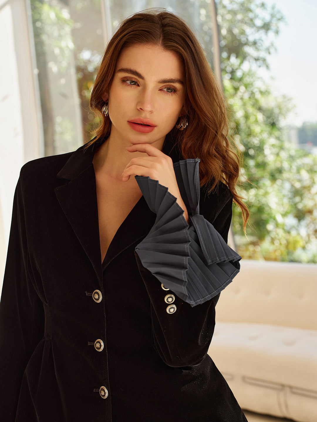 Kadife Plise Detay Takım