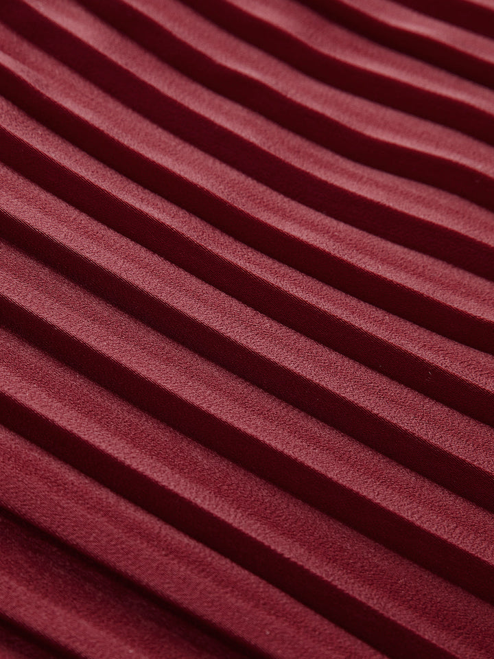 Şık Plise Maxi Abiye Top Elbise