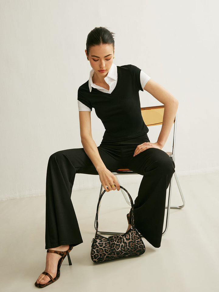 Şık Renk Bloklu Polo Yaka T-Shirt