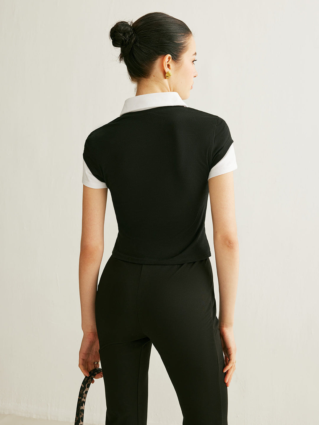 Şık Renk Bloklu Polo Yaka T-Shirt