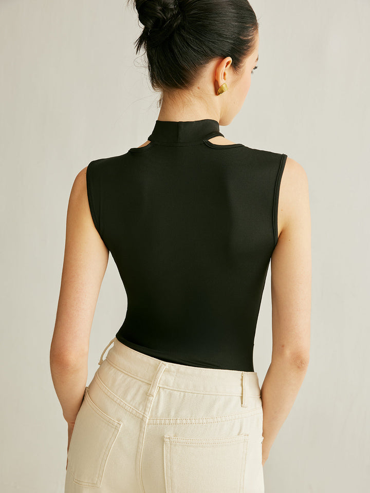 Стилен боди без ръкави с изрез за активен стил