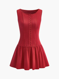 Şık Çiçek Desenli Pileli Düğmeli Elbise