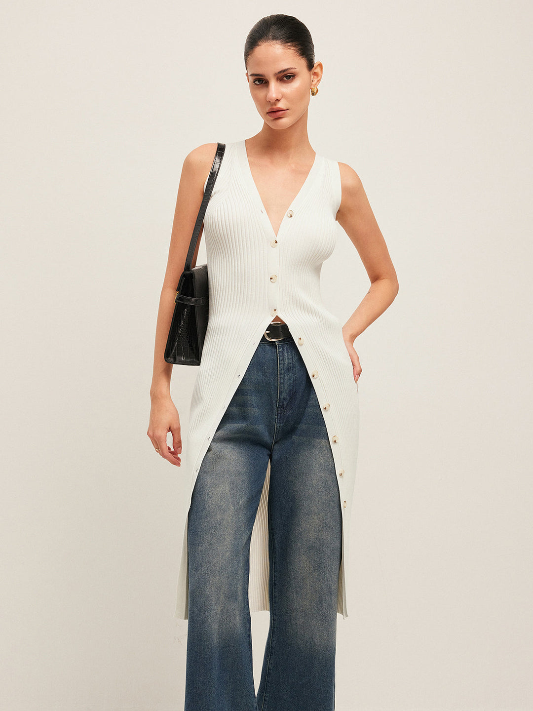 Şık Ribanalı Elbise Şık Düğme Aksanları ile