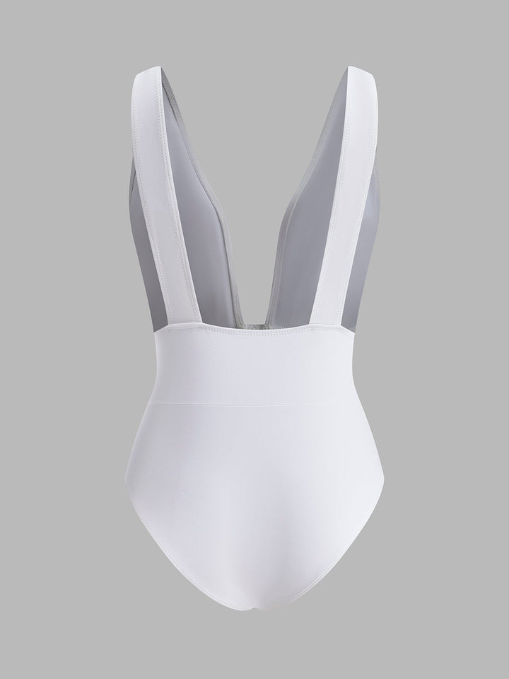 Çarpıcı Plaj Görünümü için Sıcak Derin V Yırtmaçlı Tek Parça Mayo