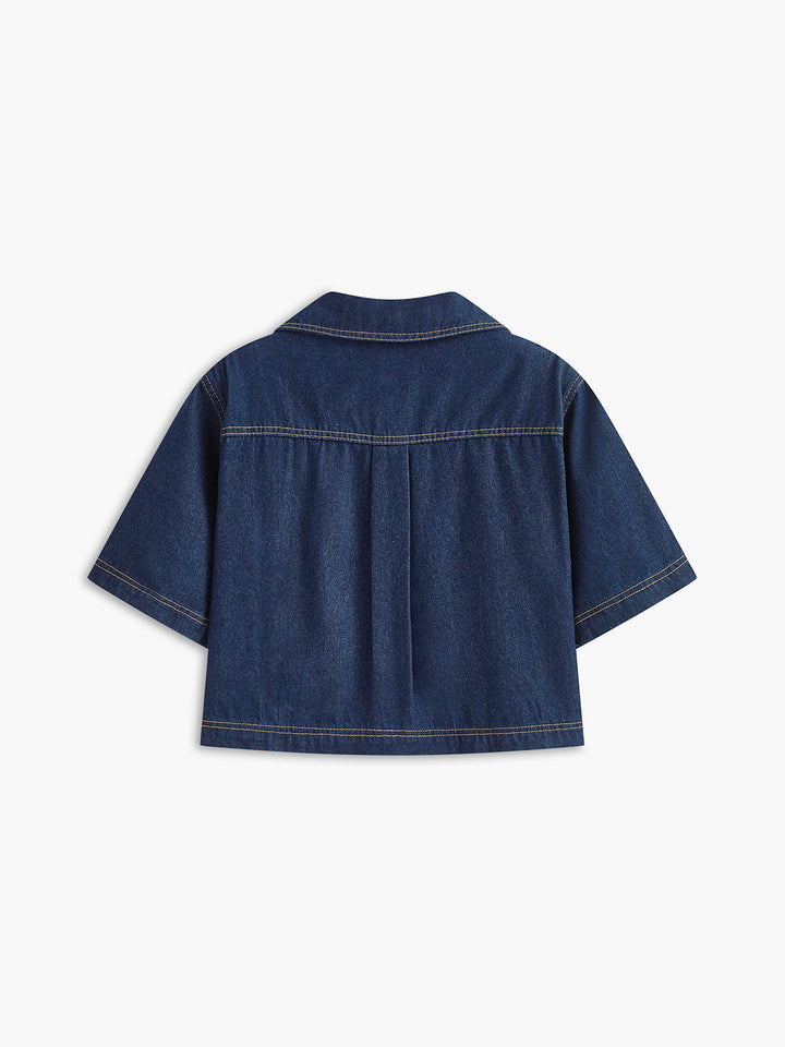 Şık Denim Kısa Takım Trendy Cep Detayı ile