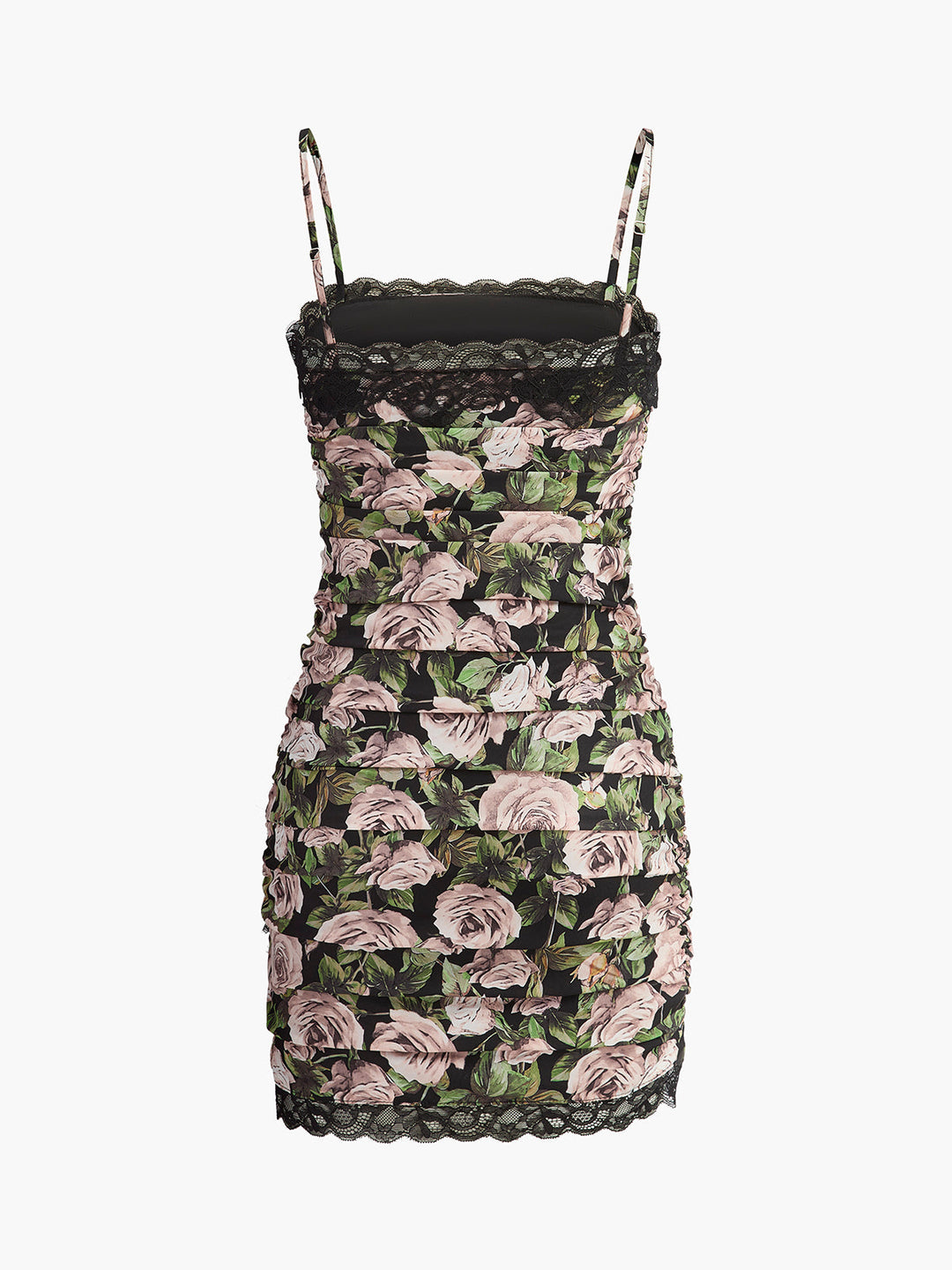 Şık Çiçekli Dantel Detaylı Volan Elbise