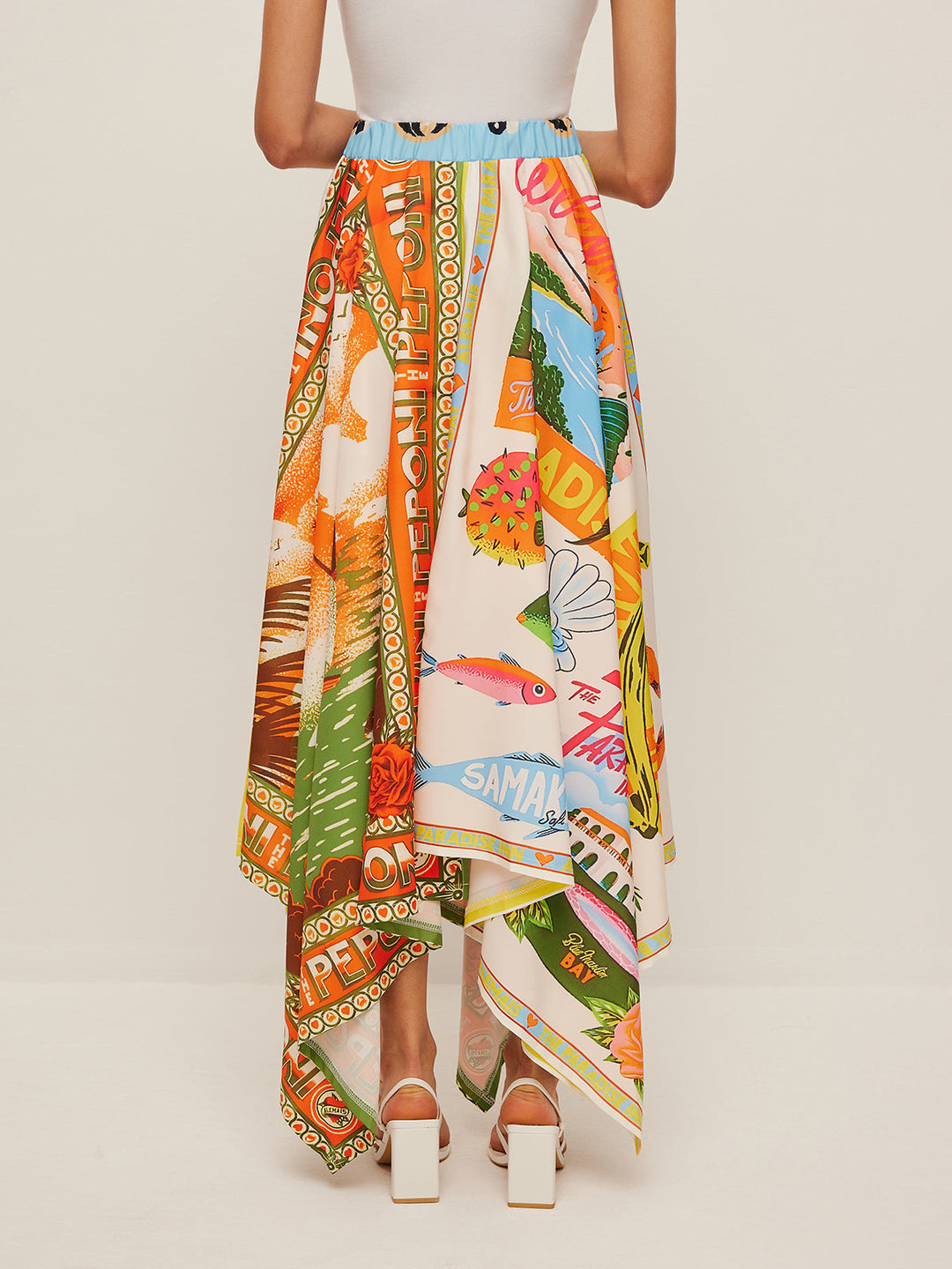 Şık Baskılı Kenarları Hizalanmış Etek