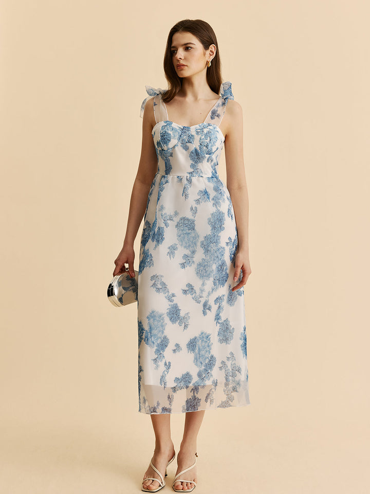 Çekici Çiçekli Kemer Detaylı Elbise