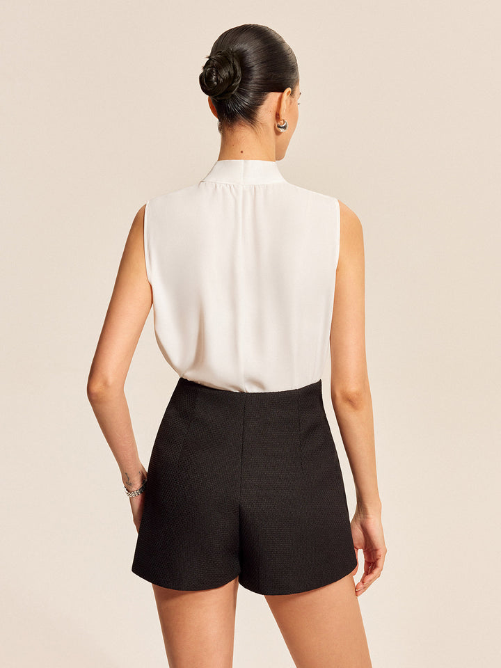 Şık Kolsuz Bluz, Zarif Fiyonk Detaylı