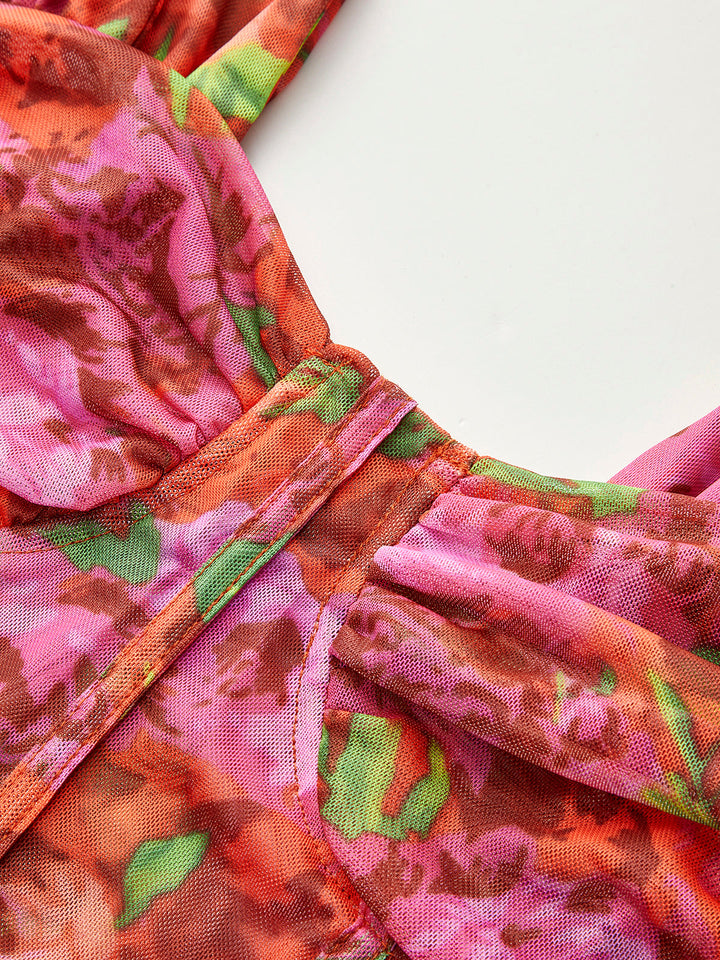 Şık Çiçek Desenli Dantel Korse Bluz