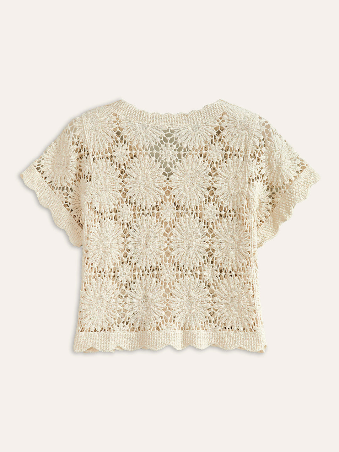 Şık Kroşe Çiçekli Düğmeli Hırka