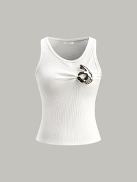 Şık Ribanalı Triko Bluz, Şık Metal Aksesuarlarla Donatılmış