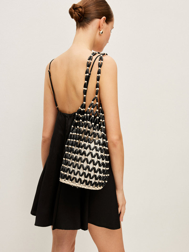 Şık Dokuma Boncuklu Tote Çanta ile Şık Taşıma