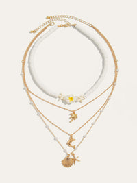 Şık Çok Katmanlı Plaj Temalı Kolye Alaşım Karışımı