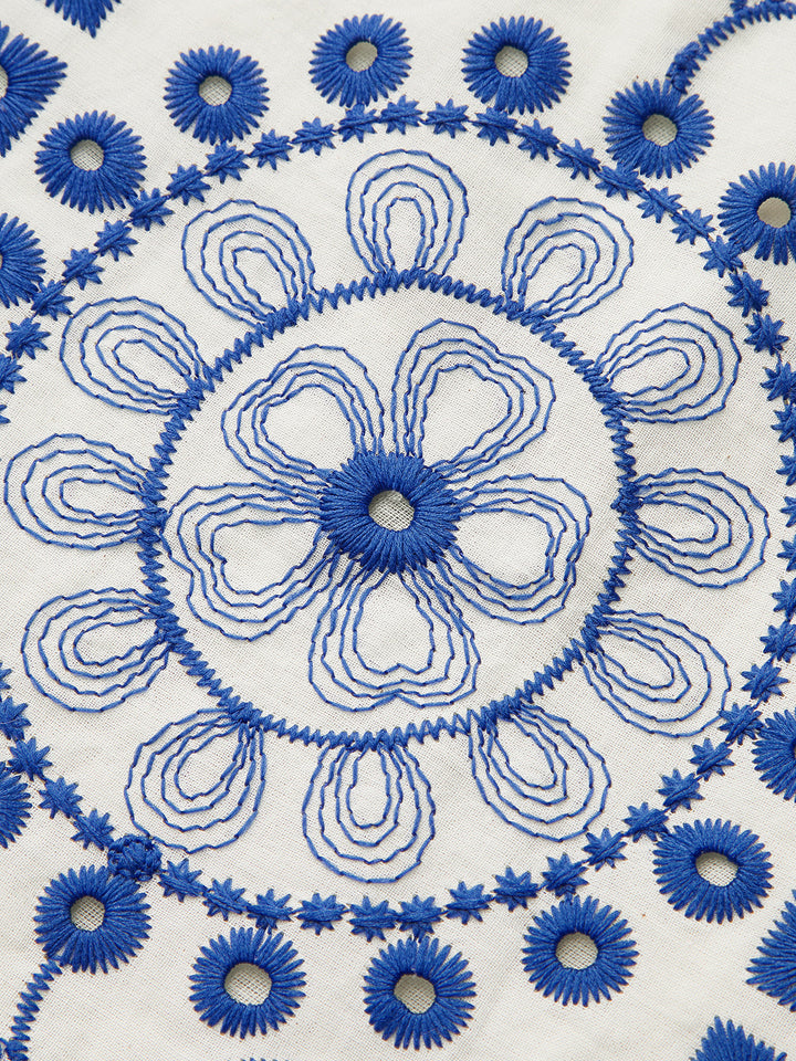 Şık Pamuklu Nakışlı Etek, Dalgalı Kenar ve Rahat Lastik Bel Bandı ile