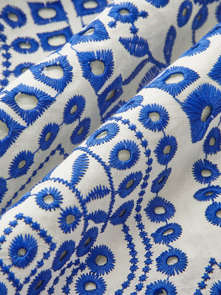 Şık Pamuklu Nakışlı Etek, Dalgalı Kenar ve Rahat Lastik Bel Bandı ile