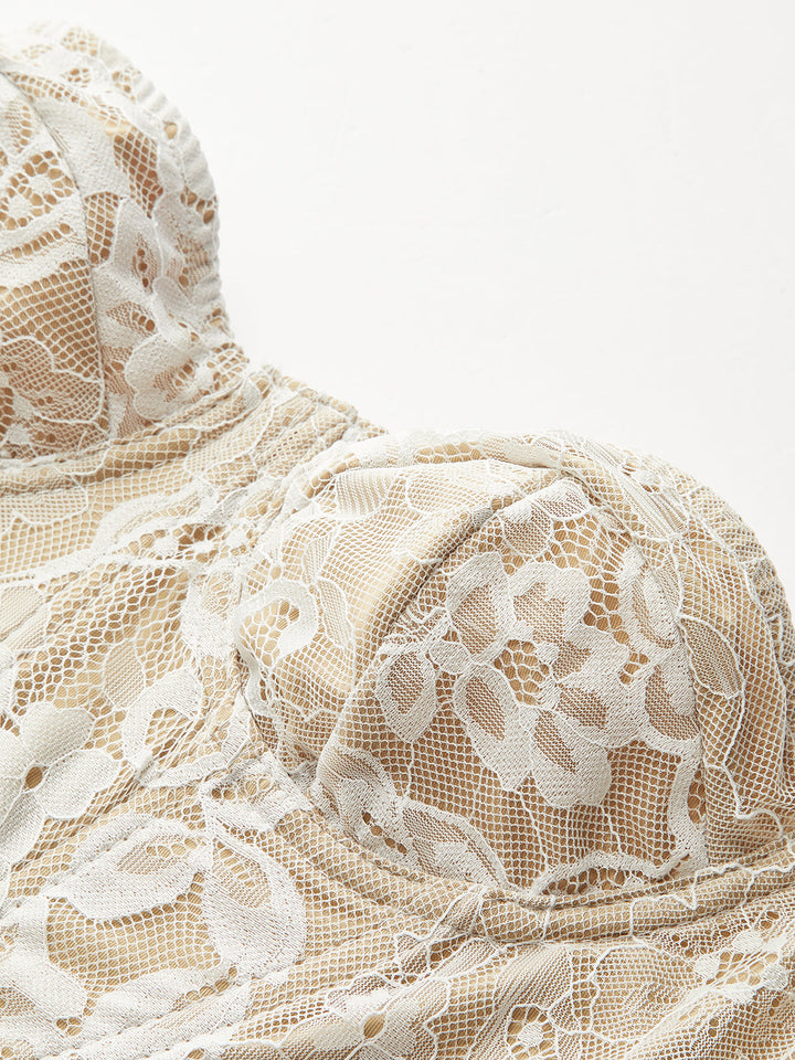 Ensemble de corset topless floral en encaje con diseño ajustado