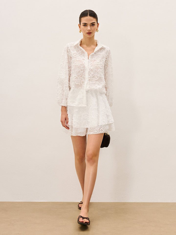 Şeffaf Etek Takımı Zarif İşlemeler ile