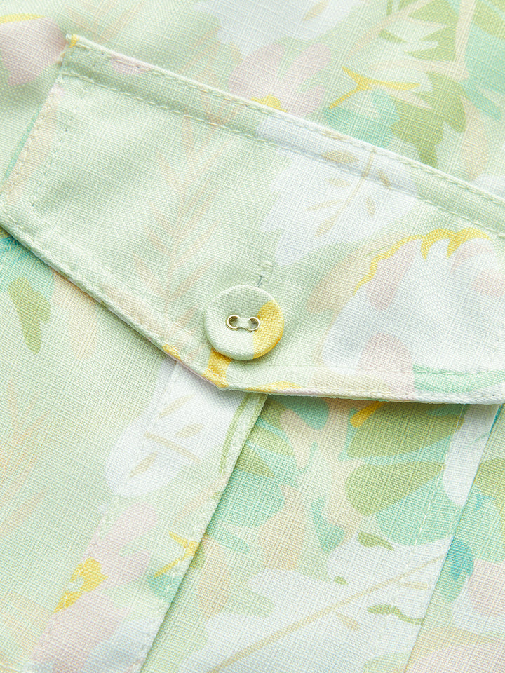 Cep Detaylı Desenli Çiçekli Tulumlar